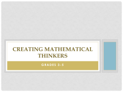 CREATING MATHEMATICAL THINKERS