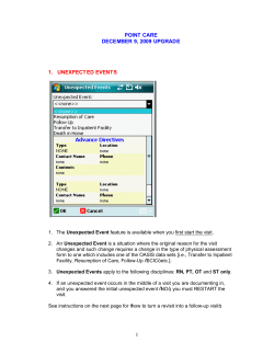 1 point care december 9, 2009 upgrade 1. unexpected events