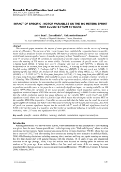 IMPACT OF SPECIFIC - MOTOR VARIABLES ON THE 100 METERS
