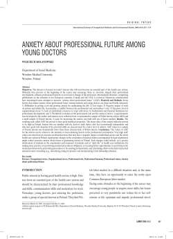 anxiety about professional future among young doctors