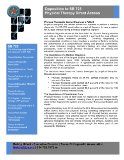 Opposition to SB 728 Physical Therapy Direct Access