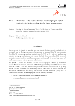Effectiveness of the Austrian business incubator program AplusB