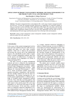 APPLICATION OF PROJECT MANAGEMENT METHODS AND