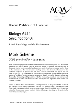 A-level Human Biology Mark scheme Unit 6 - Physiology and