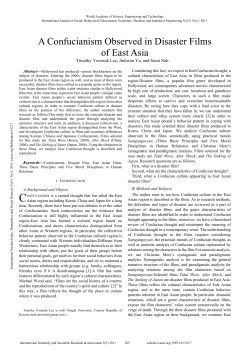 A Confucianism Observed in Disaster Films of East Asia