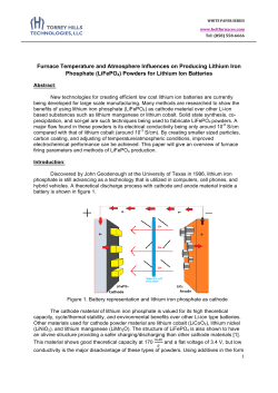 (LiFePO4) Powders for Lithium Ion Batteries