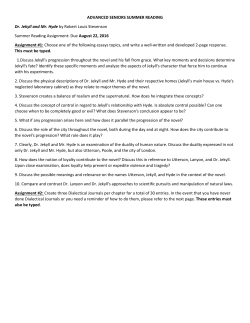 ADVANCED SENIORS SUMMER READING Dr. Jekyll and Mr. Hyde