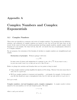 Complex Numbers and Complex Exponentials
