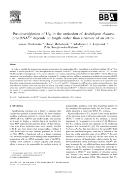 Pseudouridylation of U35 in the anticodon of Arabidopsis thaliana