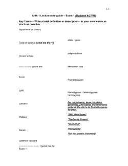 2.1 Anth 1 Lecture note guide – Exam 1 (Updated 9/27/16) Key