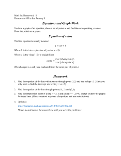 Equations and Graph Work Equation of a line