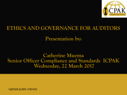 ETHICS AND GOVERNANCE FOR AUDITORS