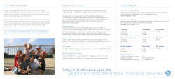 Beginners and advanced intensive courses