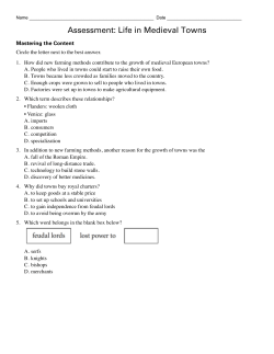 Assessment: Life in Medieval Towns