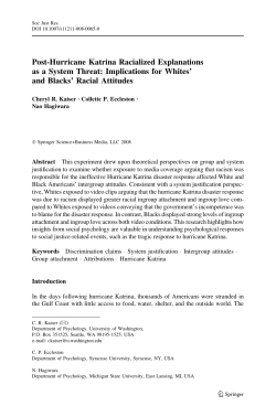 Post-Hurricane Katrina Racialized Explanations as a