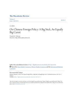 On Chinese Foreign Policy: A Big Stick, An Equally Big Carrot