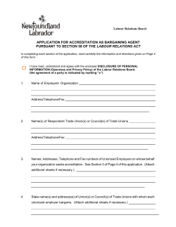 Application for Accreditation - Labour Relations Act