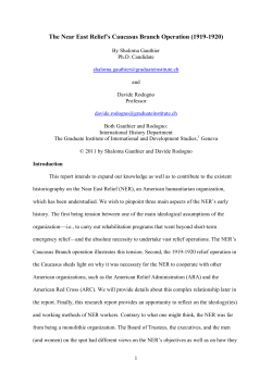 Gauthier, Shaloma and Rodogno, Davide. The Near East Relief`s