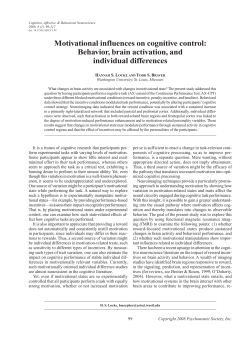 Motivational influences on cognitive control: Behavior, brain