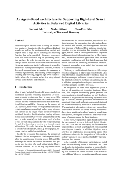 An Agent-Based Architecture for Supporting High