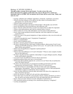 Biology 1C STUDY GUIDE #1