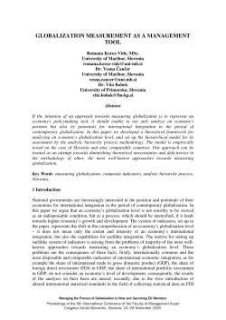 GLOBALIZATION MEASUREMENT AS A MANAGEMENT TOOL