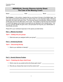 INDIVIDUAL Density Dilemma Activity Sheet: The Case