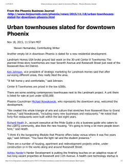 Urban townhouses slated for downtown Phoenix