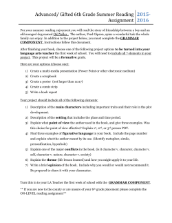 Advanced/ Gifted 6th Grade Summer Reading Assignment