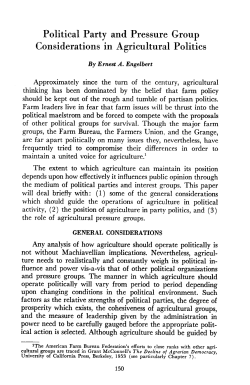 Political Party and Pressure Group Considerations in Agricultural