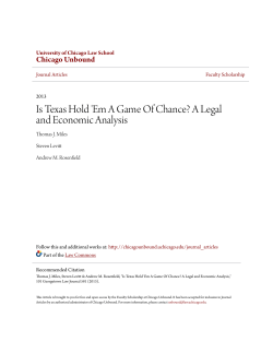 Is Texas Hold `Em A Game Of Chance? A Legal and Economic