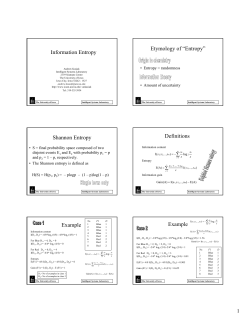 Information Entropy Etymology of &ldquo;Entropy&rdquo; Shannon Entropy