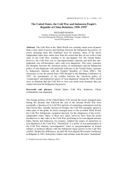The United States, the Cold War and Indonesia-People`s