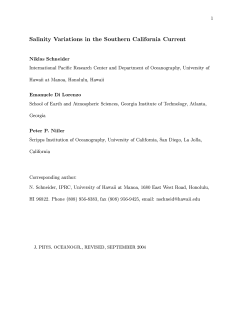 1 Salinity Variations in the Southern California Current Niklas