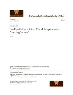 "Welfare Reform: A Social Work Perspective for Assessing Success"