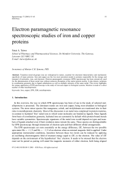 Electron paramagnetic resonance spectroscopic studies