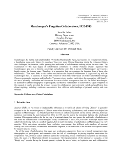 Manzhouguo`s Forgotten Collaborators, 1932