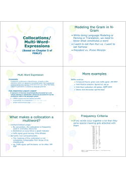 Collocations/ Multi-Word- Expressions