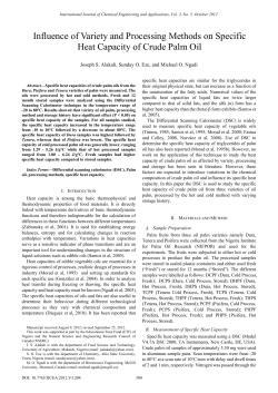 Influence of Variety and Processing Methods on Specific Heat