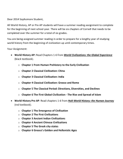 Dear 2014 Sophomore Student, All World History, AP or Pre AP