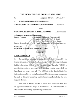 THE HIGH COURT OF DELHI AT NEW DELHI % Judgment