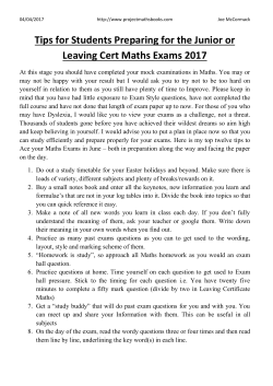 Tips for Students Preparing for the Junior or Leaving Cert Maths