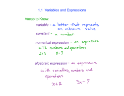 1.1 Variables and Expressions Vocab to Know