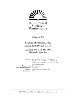 Friends of Franklin, Inc. - Historical Society of Pennsylvania