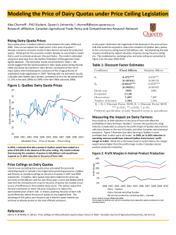 Rising Dairy Quota Prices Price Ceilings on Dairy Quotas