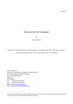 The End of the West? - Conclusions