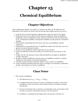 Chapter 15: Chemical Equilibrium