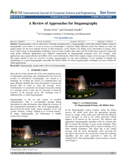 A Review of Approaches for Steganography