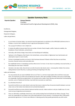 Text Remarks - Building Resilience for Food and Nutrition Security