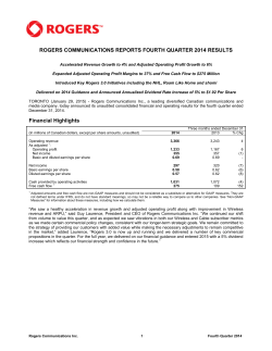 ROGERS COMMUNICATIONS REPORTS FOURTH QUARTER